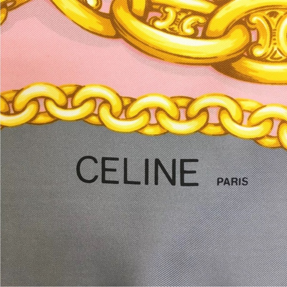 CELINE Chain Pattern Multicolor 100% Silk Scarf - Picture 5 of 8